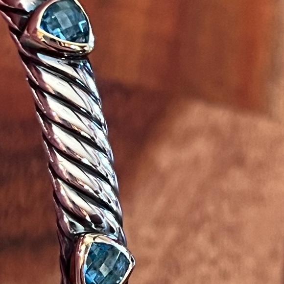 Gorgeous David Yurman Sterling Silver & 18k Gold Blue Topaz Renaissance Bracelet - Picture 8 of 14